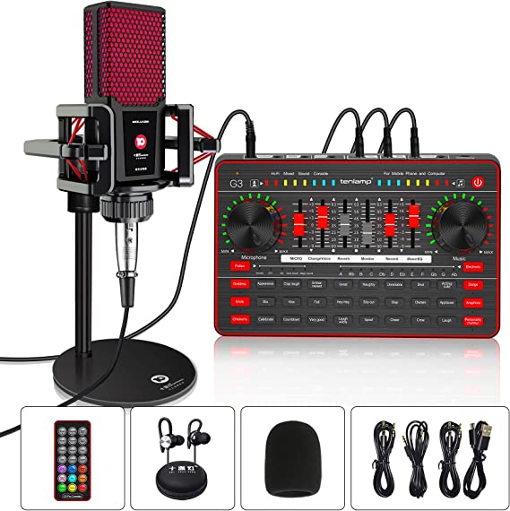 Podcast Microphone Sound Card Kit,Professional Studio Condenser Mic&G-HiphopUntapped